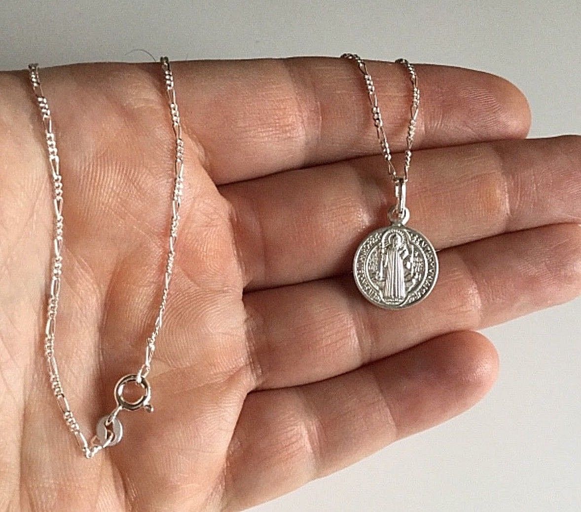 925 SILVER SAINT BENEDICT NECKLACE 18″/CADENA DE SAN BENITO EN PLATA 18″-15mm #1