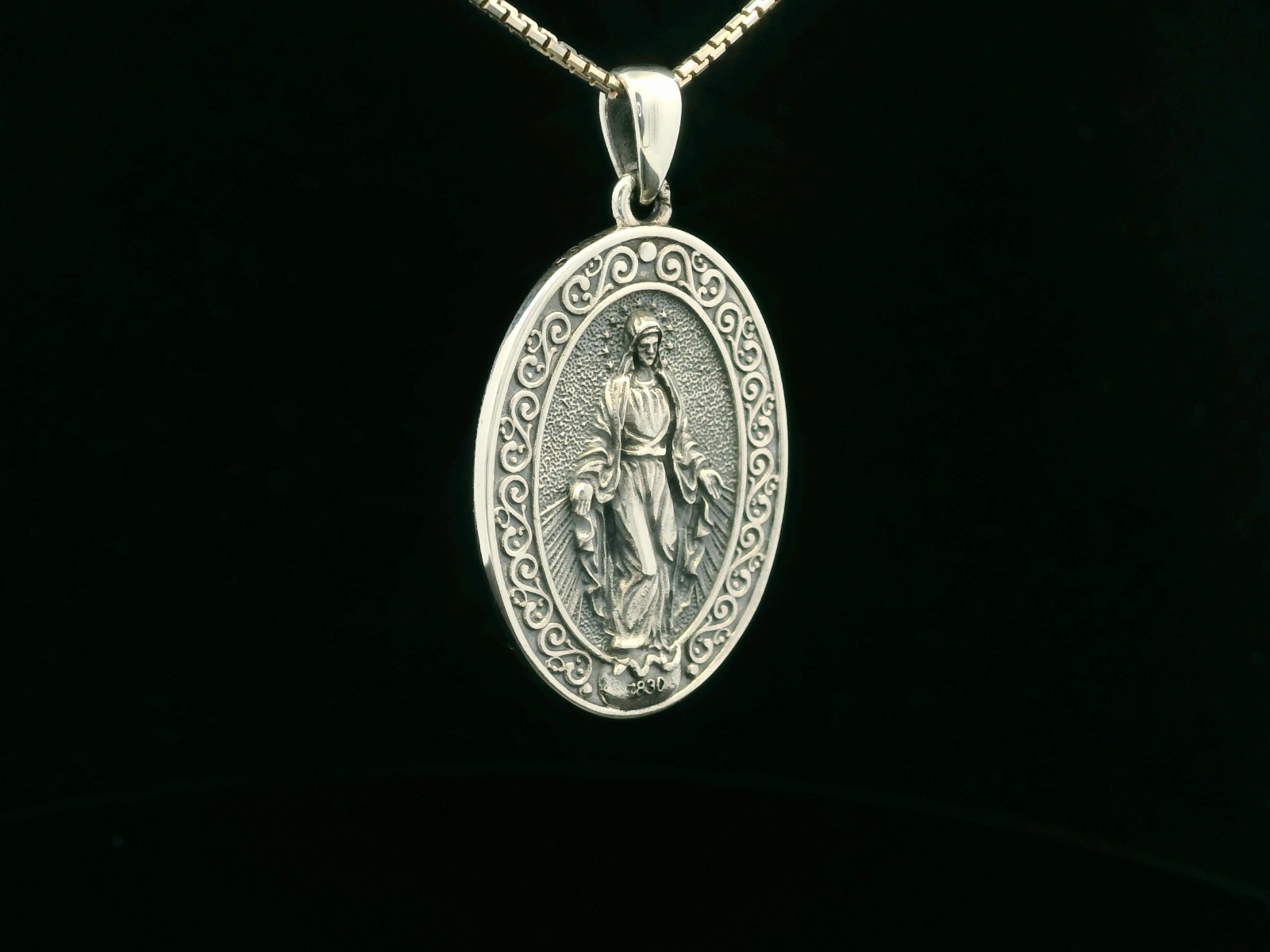 925 Sterling Silver Two-Sided Miraculous Medal Necklace