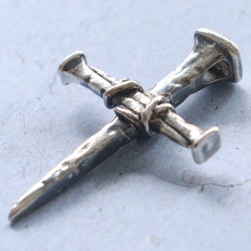 9.5g Cross Of Nails Christianity Pendant Real 925 SOLID STERLING SILVER Pendant