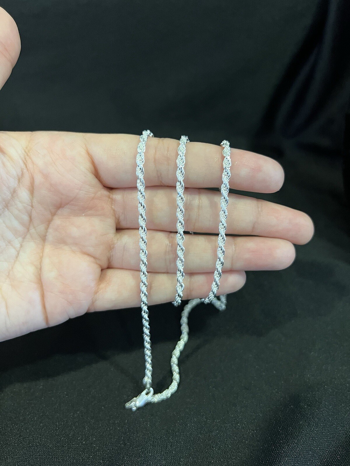 .925 Sterling Silver Men Women Twisted Rope Chain Necklace 18 20 22 24 26 28 30