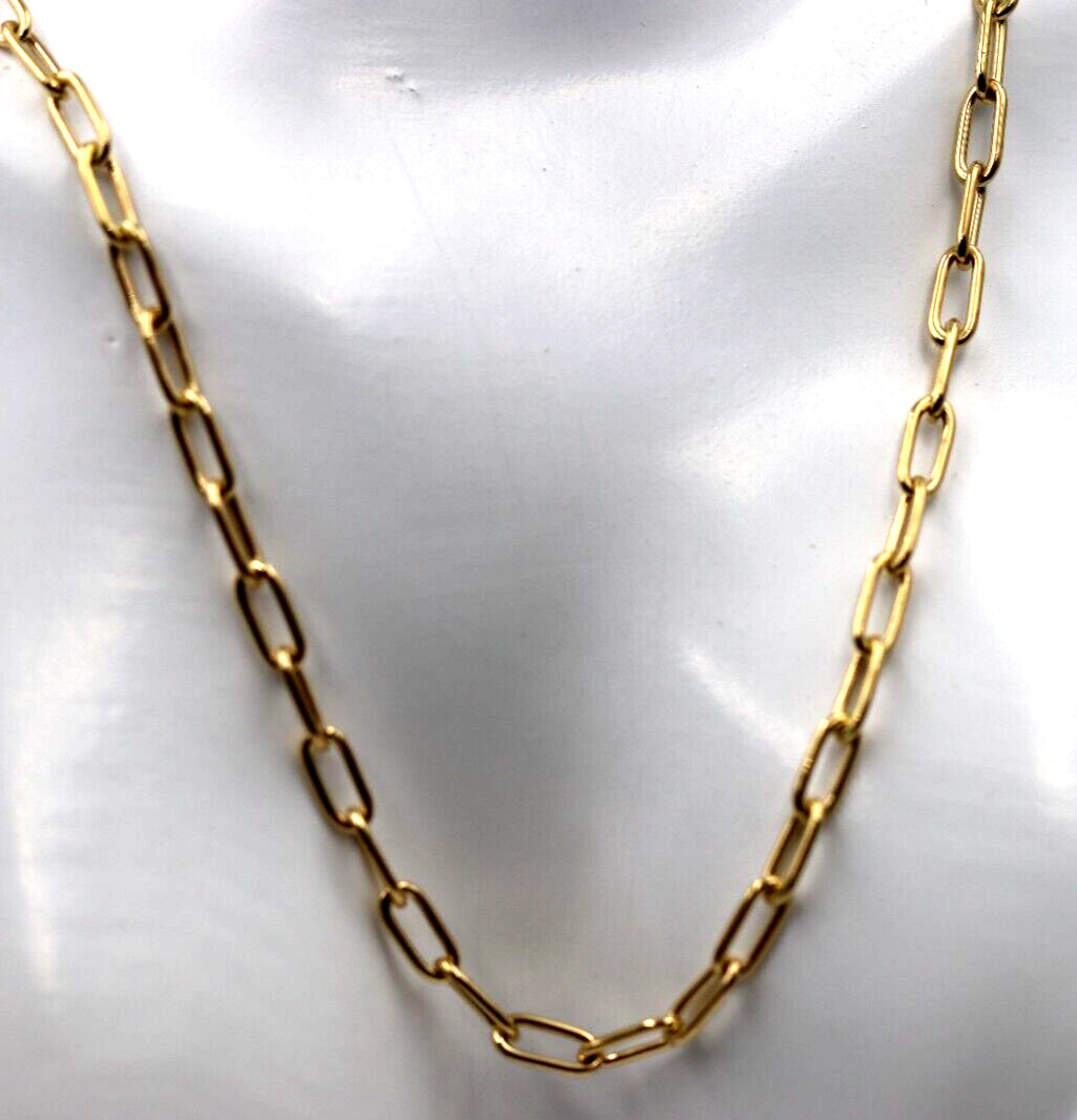 Genuine 9ct 9k Yellow Gold Handmade Paper Clip Paperclip 55cm Necklace