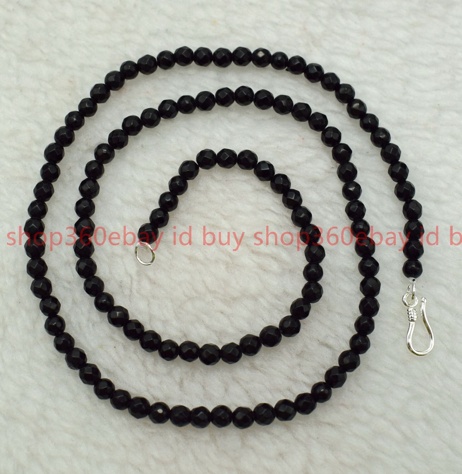 Natural Beautiful 4mm Faceted Black Agate Round Gemstone Beaded Necklace 16-28in