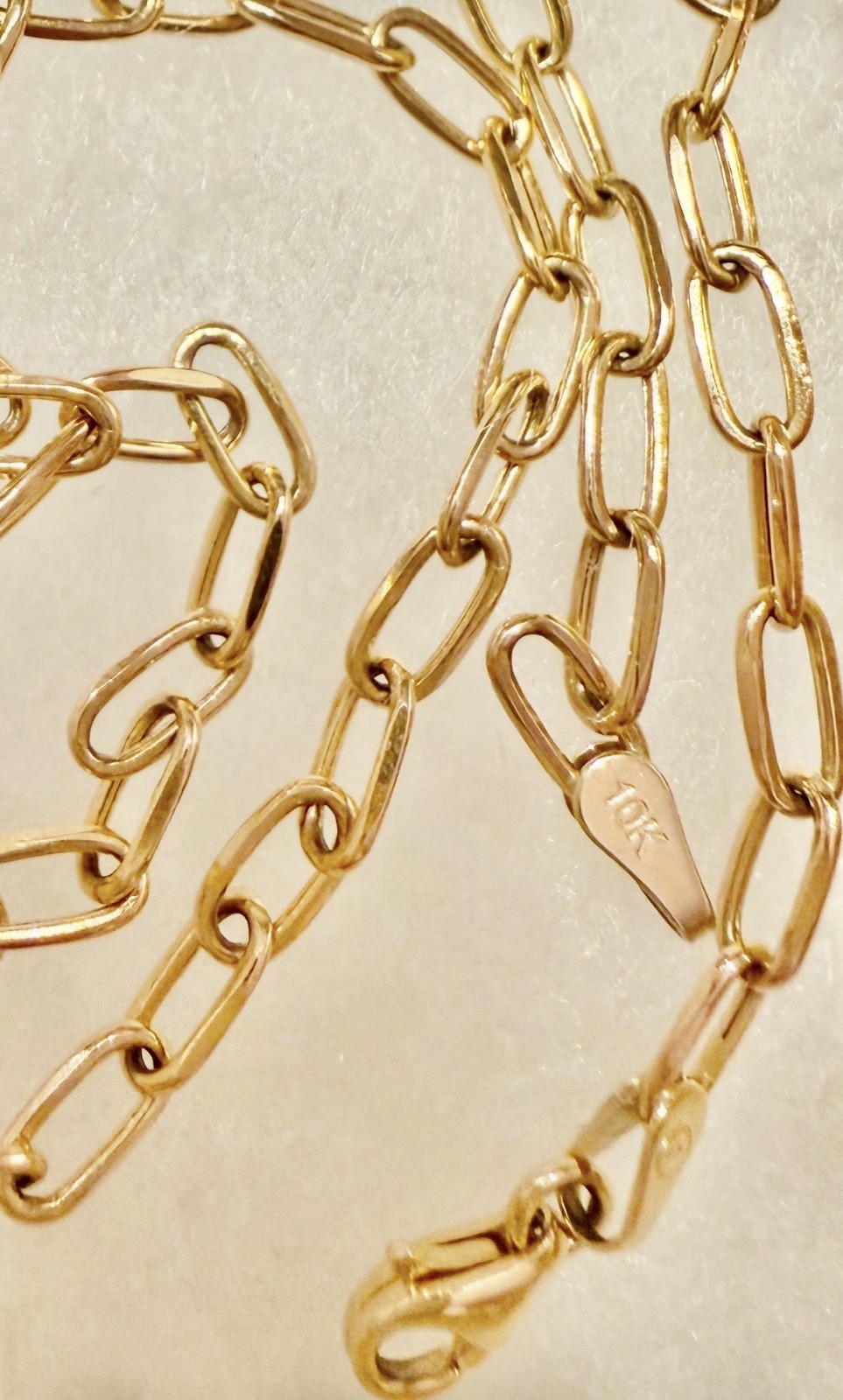 10k Gold 3mm Links- 18 Inch Paper clip Necklace