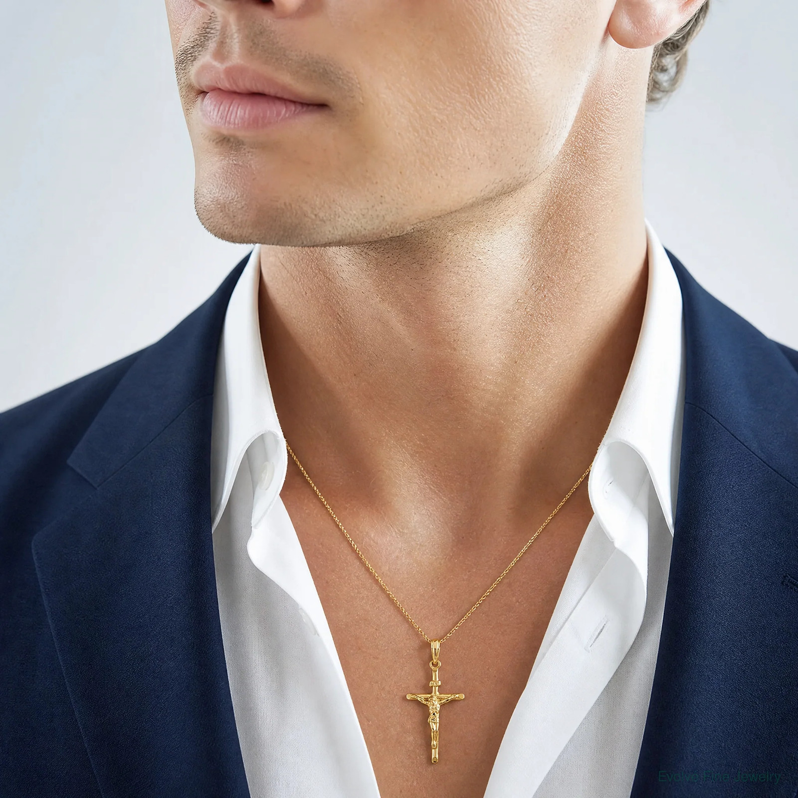 10K / 14K Yellow Gold Stick Style Crucifix Pendant