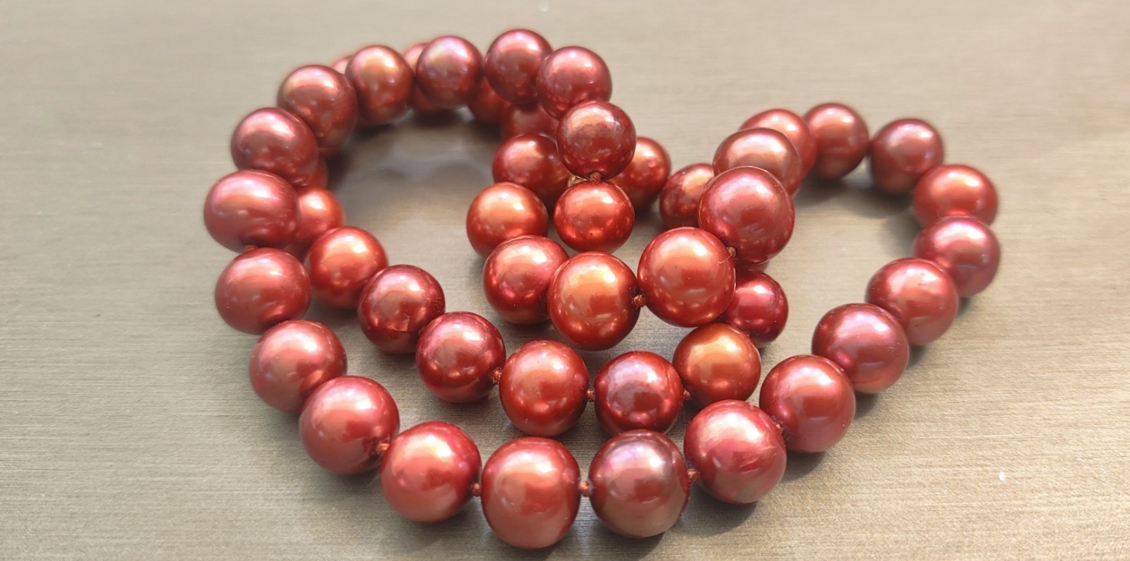 New AAAA 9-10MM SOUTH SEA NATURAL Red PEARL NECKLACE 18 INCH 14K Gold