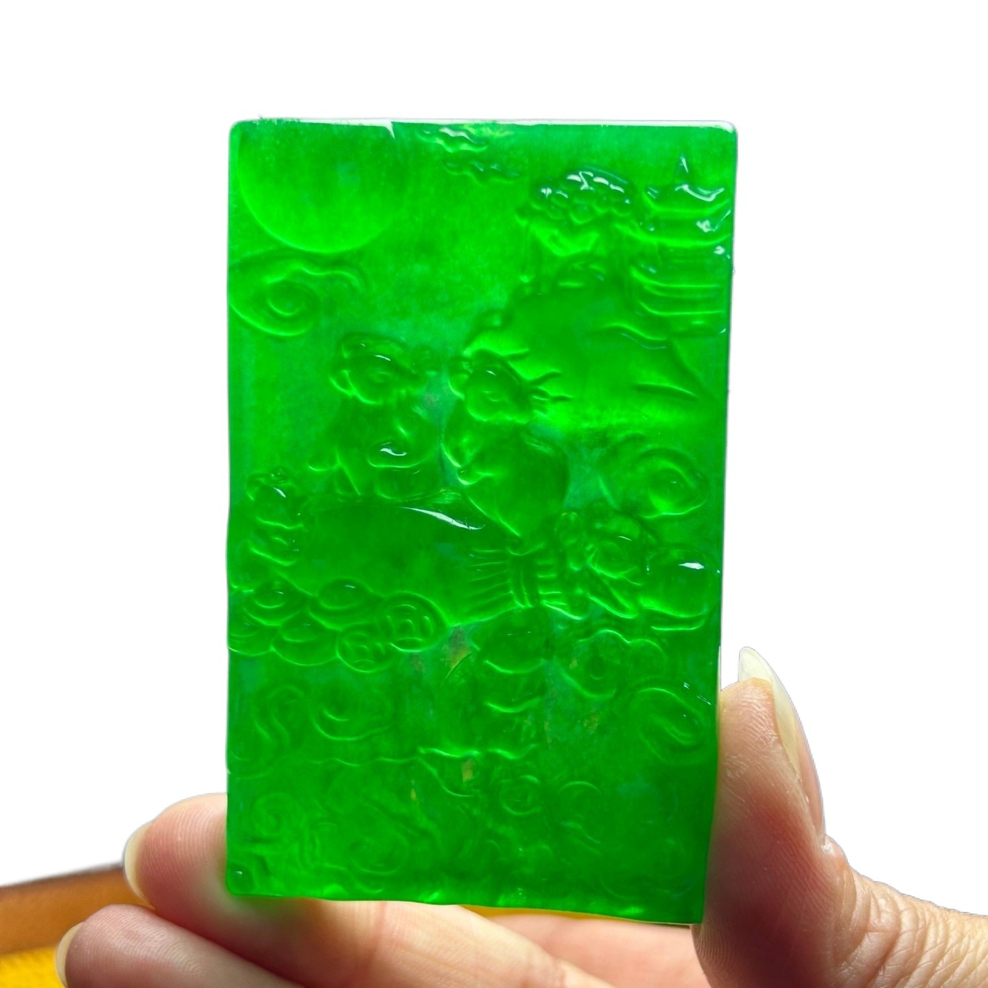Nature Ice Green Burmese Jadeite Hand Carved Mouse Lucky Amulet Pendant Necklace