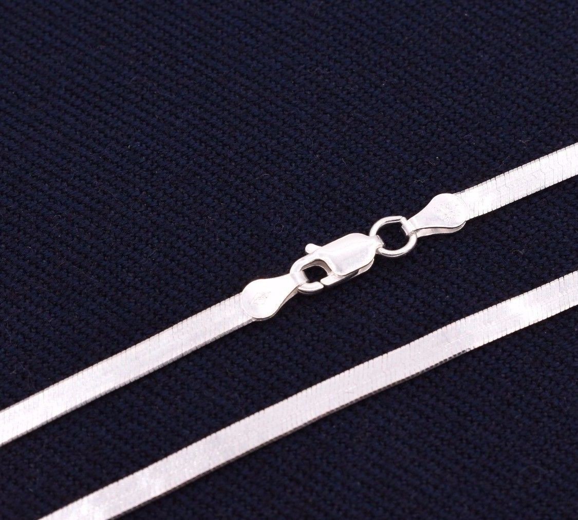 3mm Flexible Herringbone Chain Necklace Real Solid Sterling Silver 925 Italy