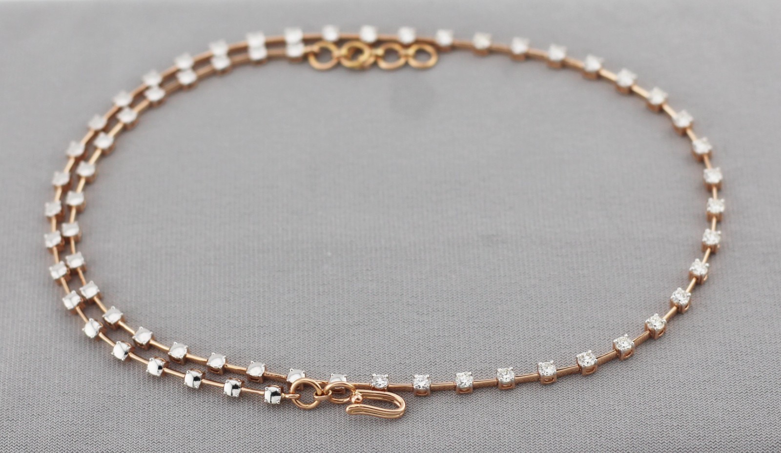14k Rose Gold 2.25ct Diamond Tennis Necklace
