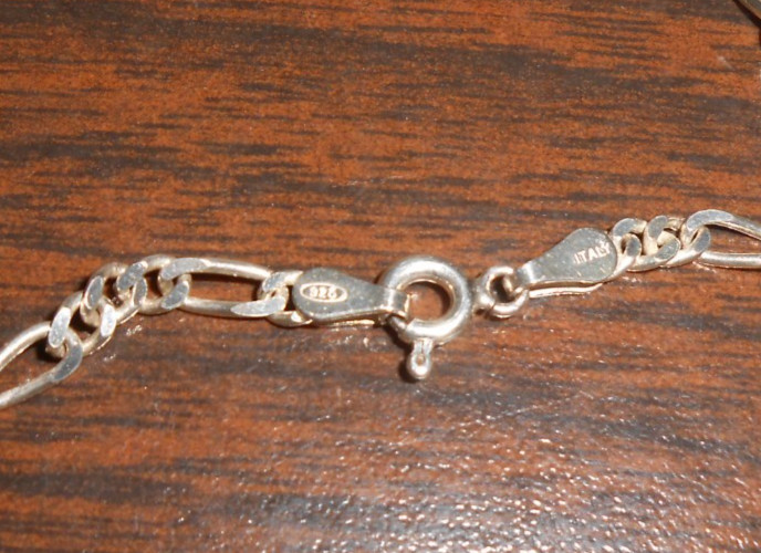 22″ and 23.5″ FIGARO NECKLACE CHAINS MARKED 925 ITALY – 18.57 GRAMS PRE-OWNED