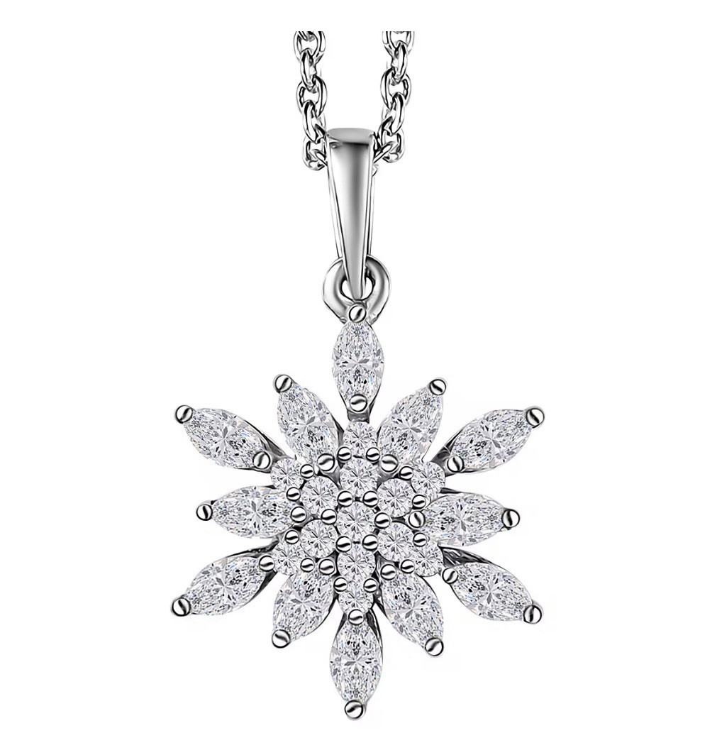 Moissanite 925 Sterling Silver 20in Snowflake Necklace