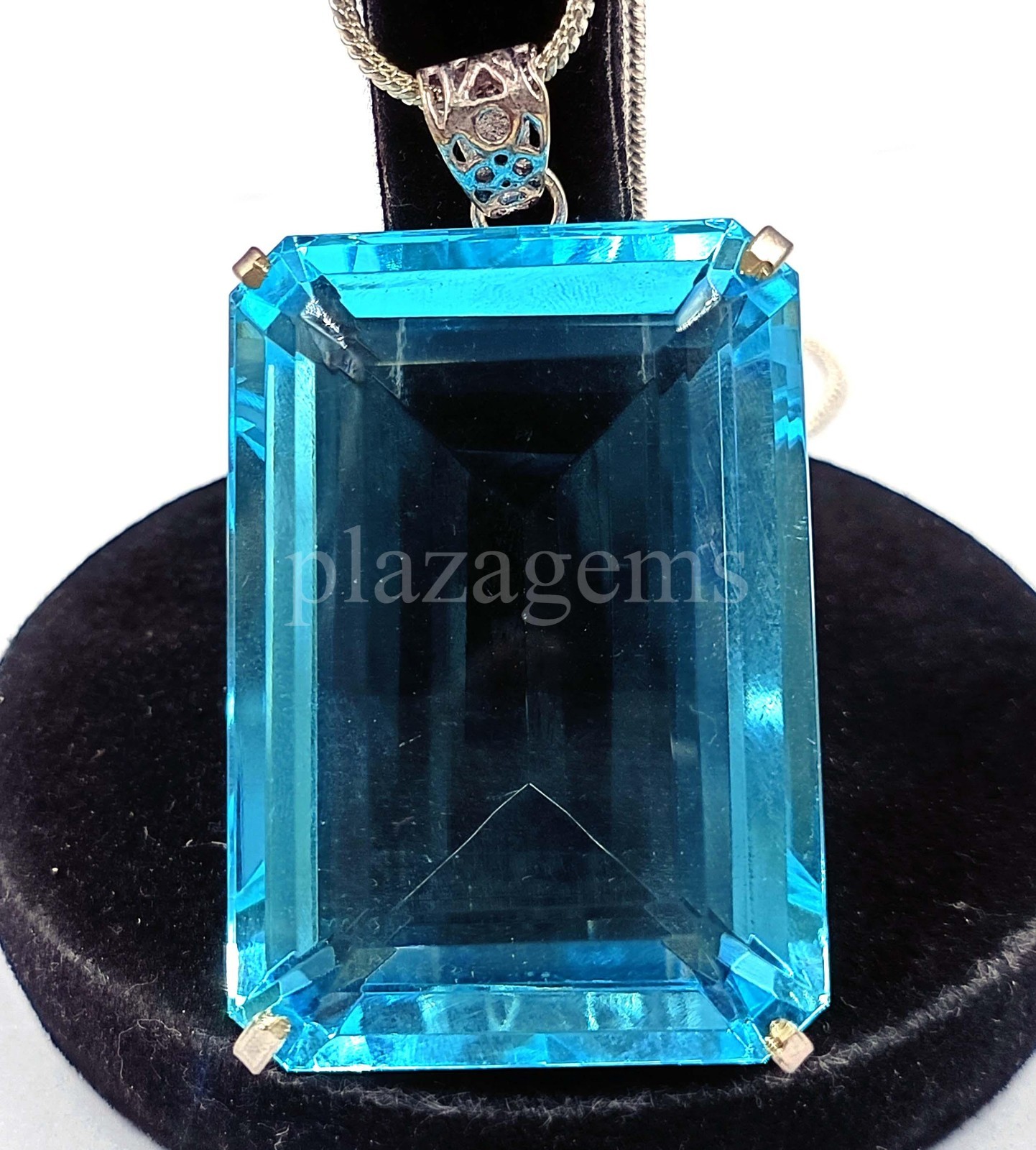 245 CT EMERALD CUT NATURAL BLUE AQUAMARINE EGL 925 SILVER PENDANT GEMSTONE 5ARC