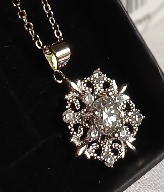 Real Moissanite 18″ Pendant Necklace Moissanite Tested, 1.0ct., GRA Certificate