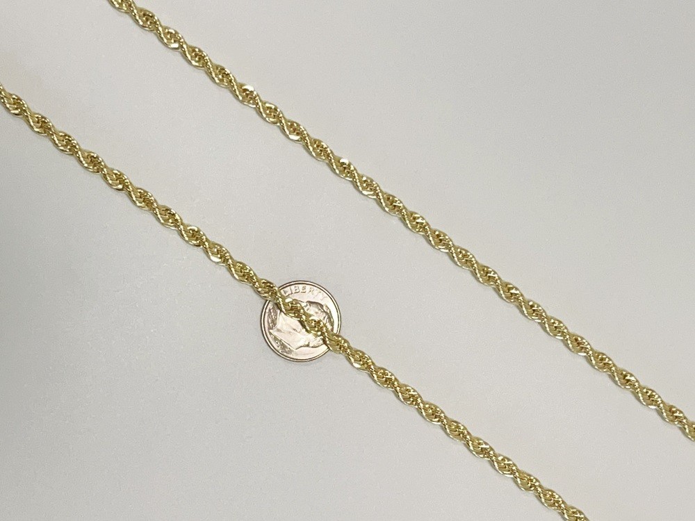 10K Yellow Gold SOLID Rope Chain Necklace Diamond Cut Real Gold 4mm 20inch
