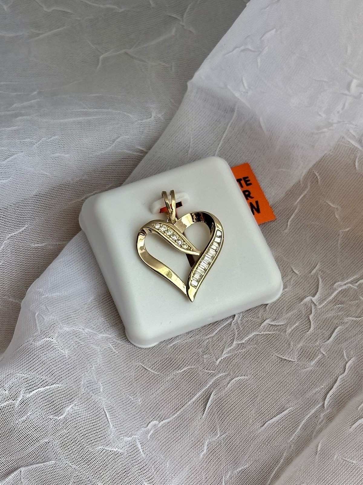 18k Gold Vermeil 925 Sterling Silver .75 CTW Moissanite Stones Heart Pendant