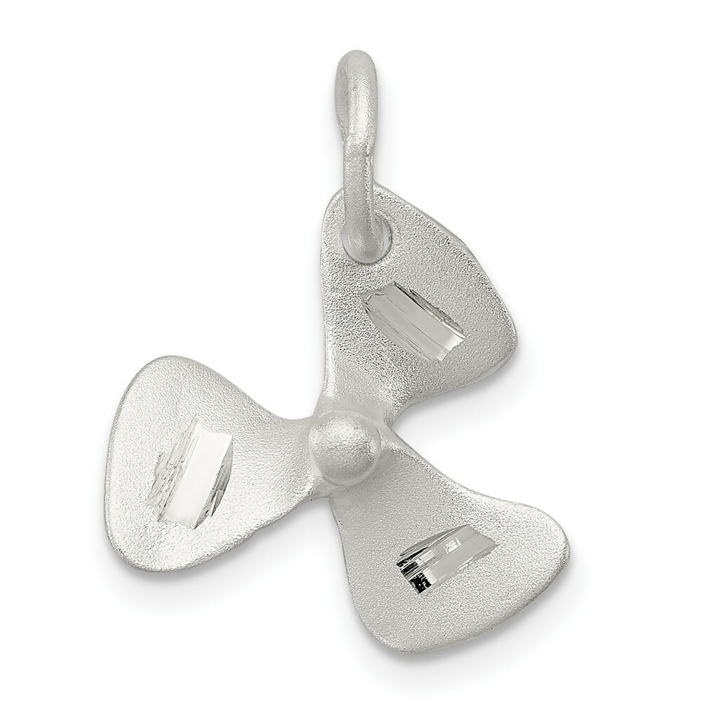 Sterling Silver 925 Satin Finish 3-D Boat Propeller Charm Pendant 0.63 Inch