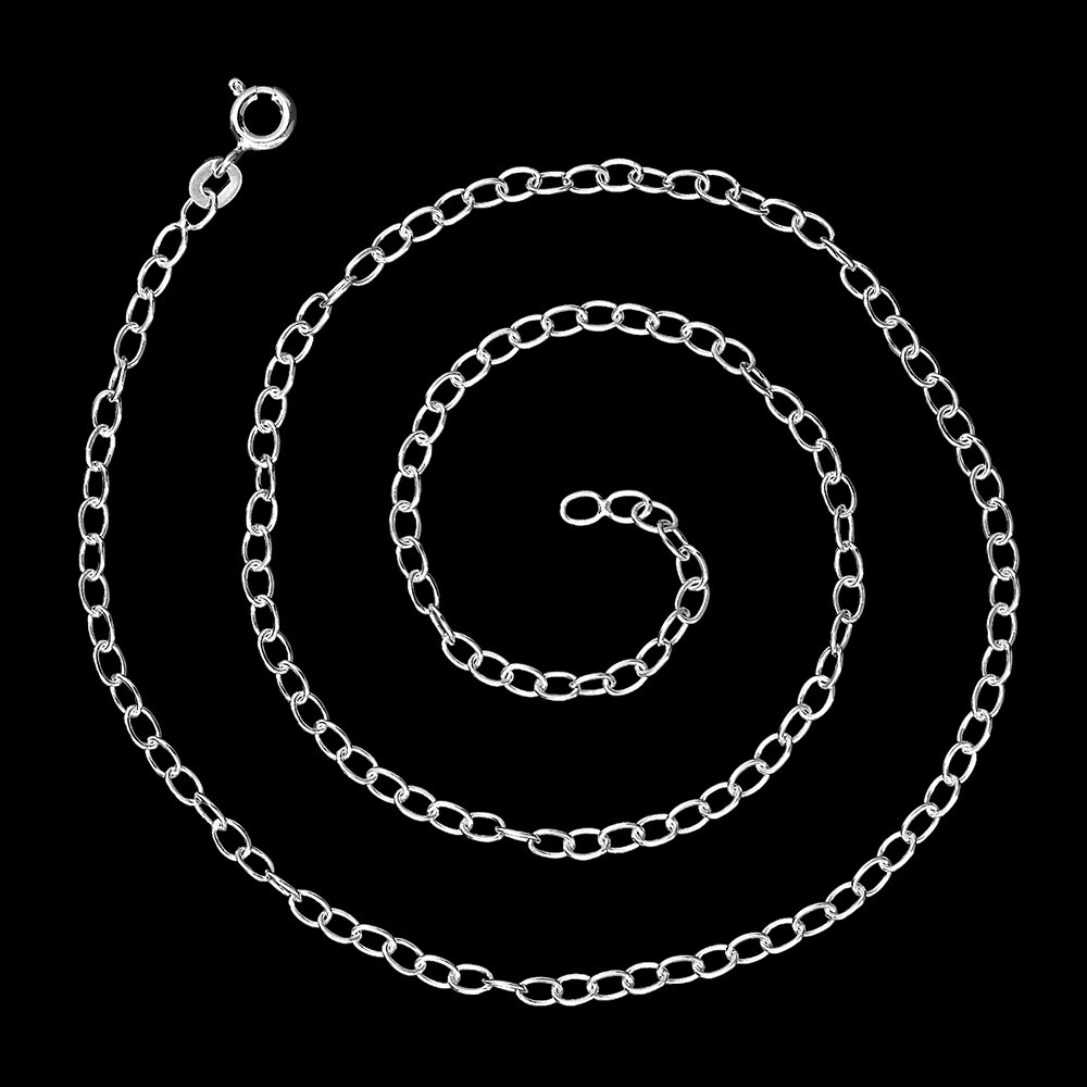 18″ Sterling Silver Rolo Chain Necklace – Strong, Shiny Oval Link Design DGC1023