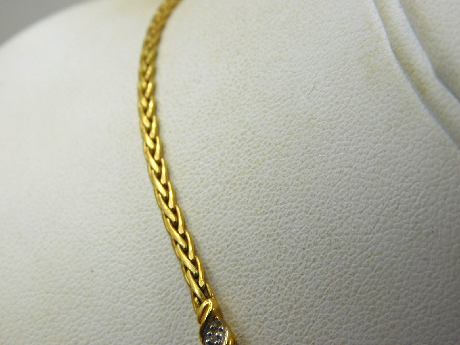 Lovely Sterling Silver Vermeil Diamond V Necklace / 18″