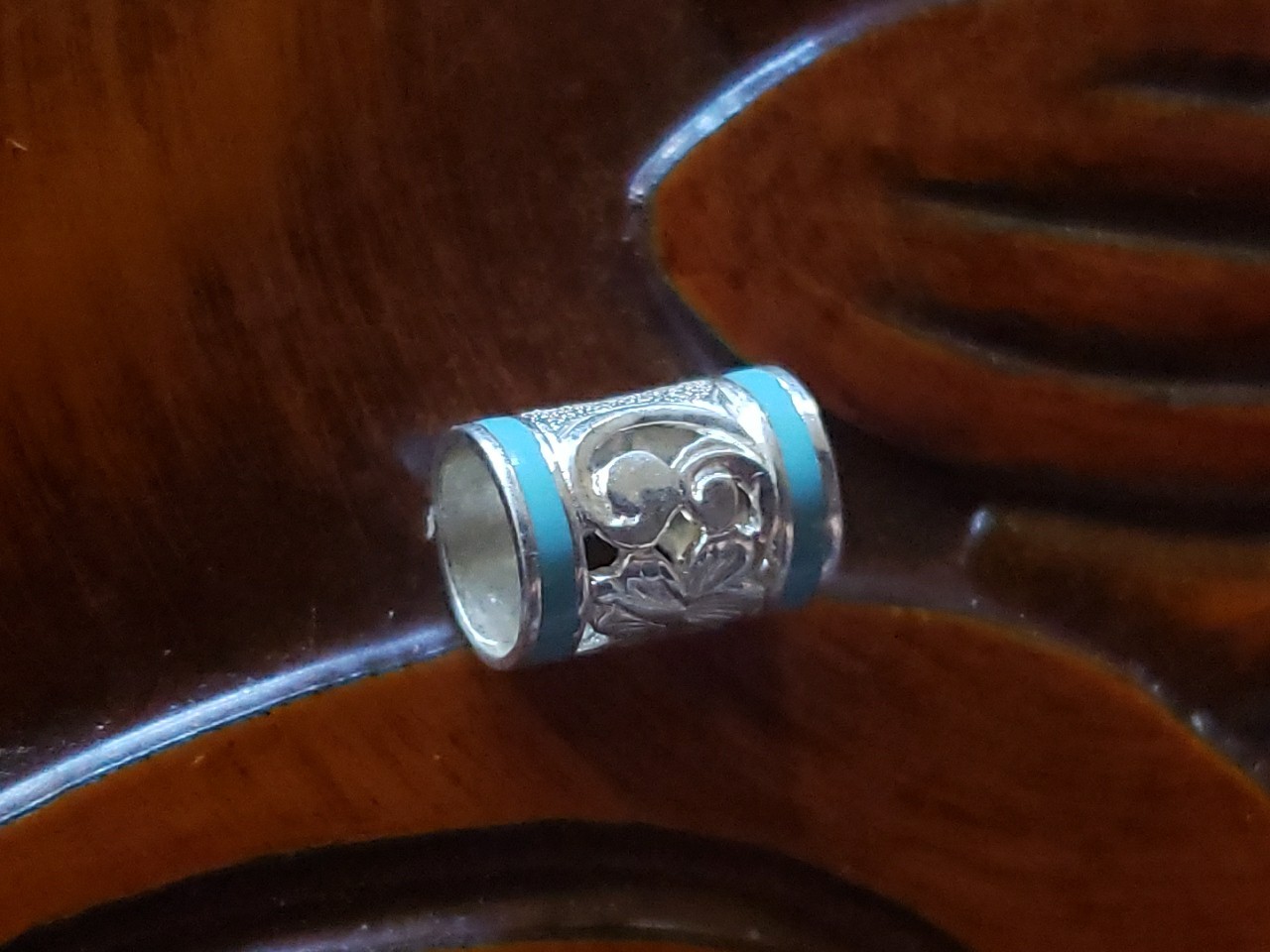 Hawaiian Baby Silver Initial Pendant Enamel 8mm X 6mm Slide Blue Letter