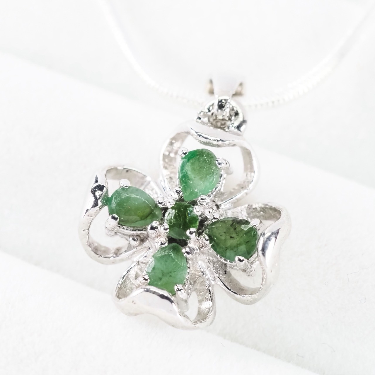 Clover Pendants Colombia Green Emerald 925 Sterling Silver Handmade Fine Jewelry