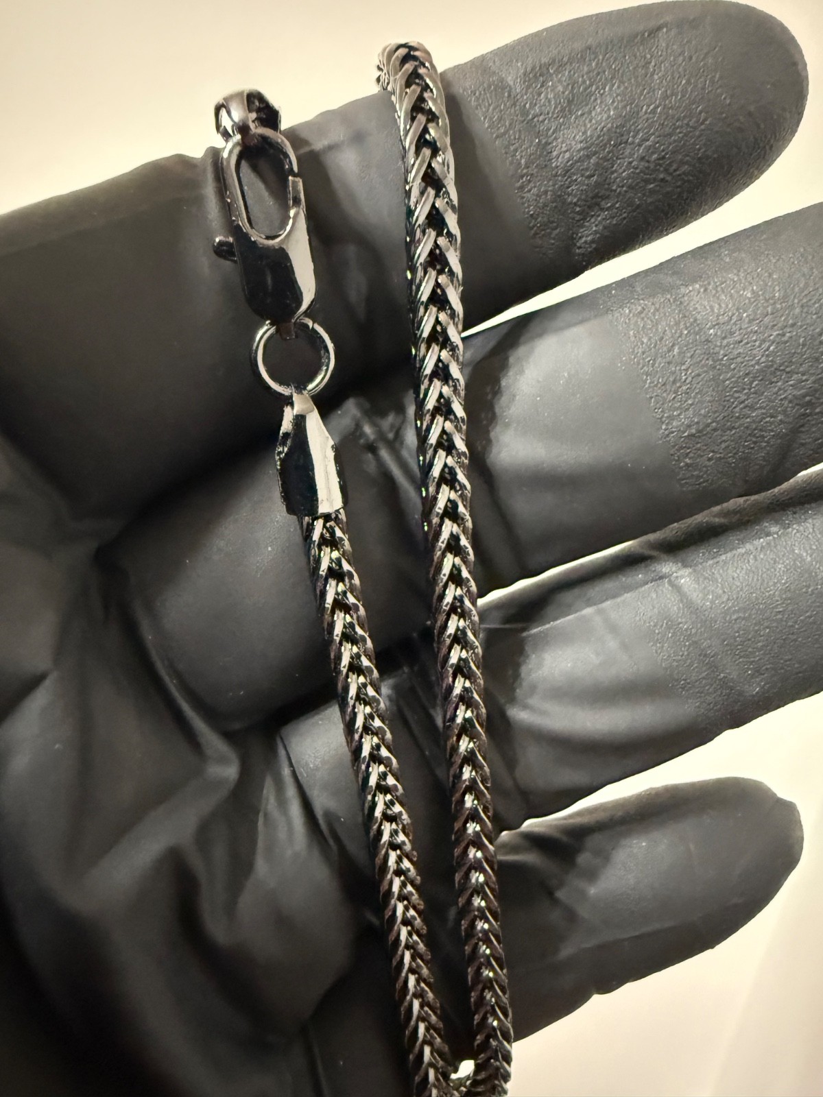 black onyx franco necklace chain 21 inch 3.5mm lobster clasp