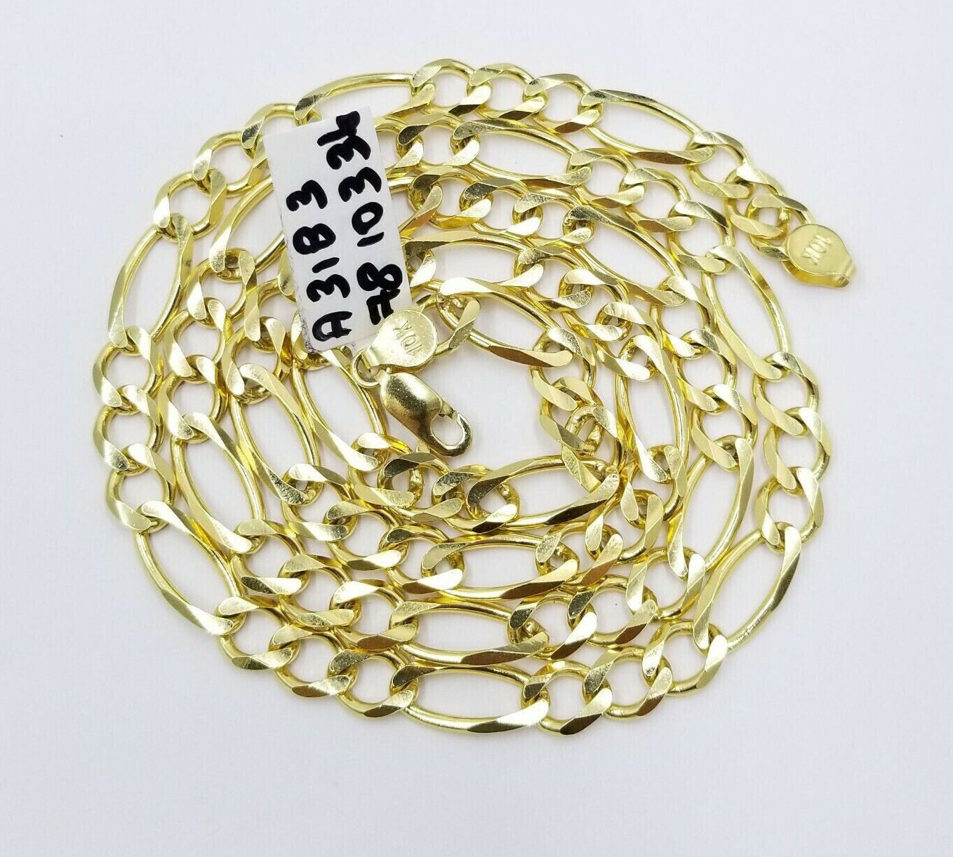 REAL 10k Gold SOLID Mens Necklace Figaro Link Chain 20″-30″ 10kt Yellow Gold 7mm