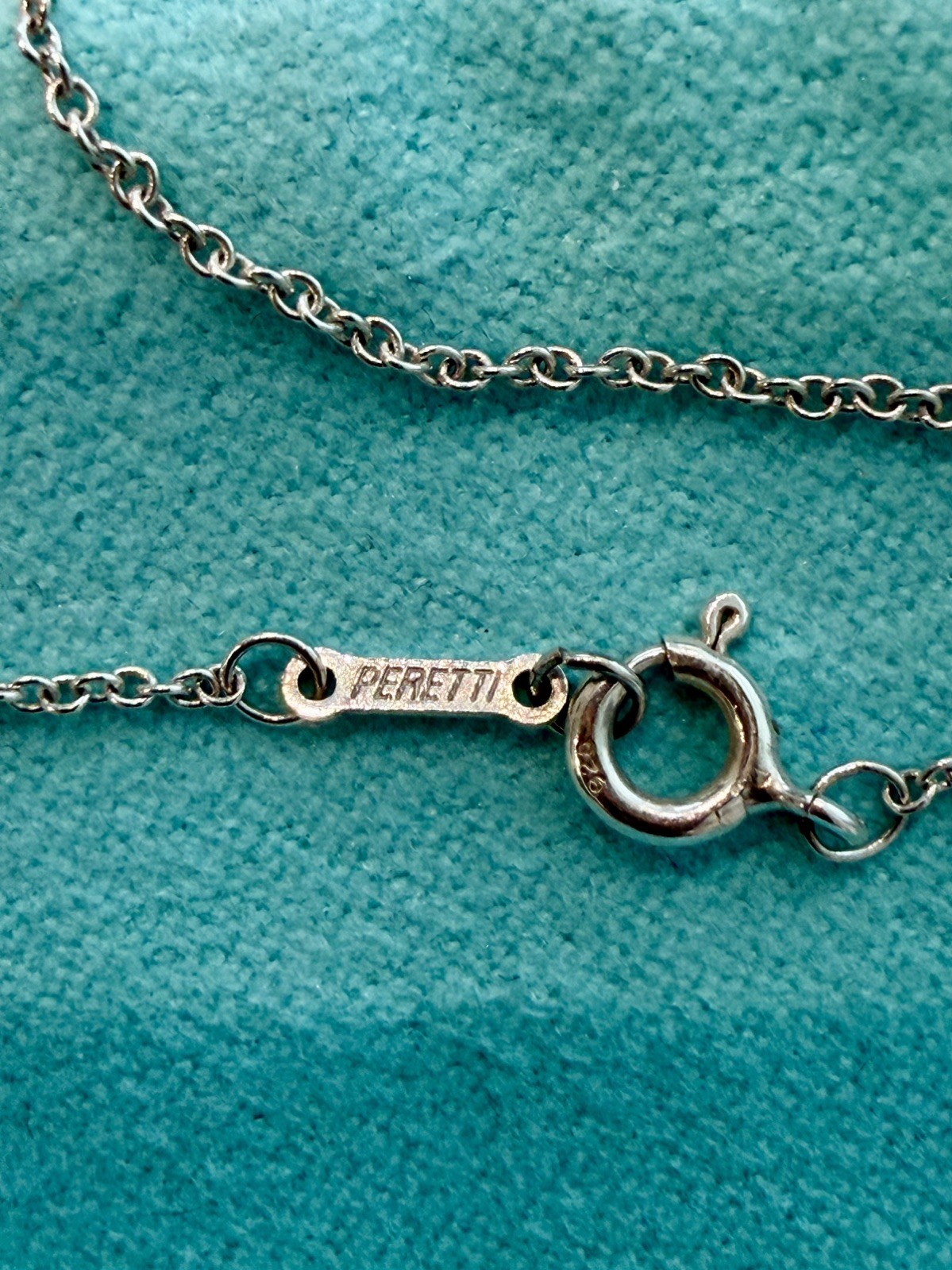 Tiffany & Co Sterling Silver Elsa Peretti Large 19mm Bean Necklace 17.25”