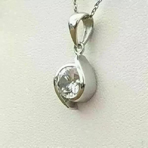 2.00Ct Round Cut Diamond Solitaire Pendant 14k White Gold Finish Free Chain