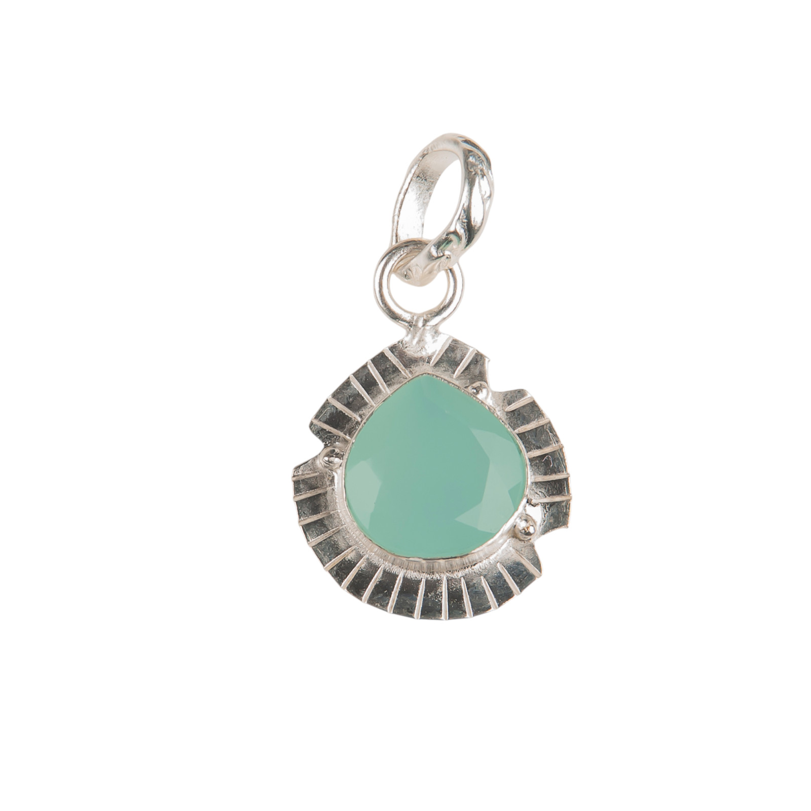 Aqua Chalcedony Gemstone 925 Sterling Silver Chain Pendent 1.15″ For Anniversary