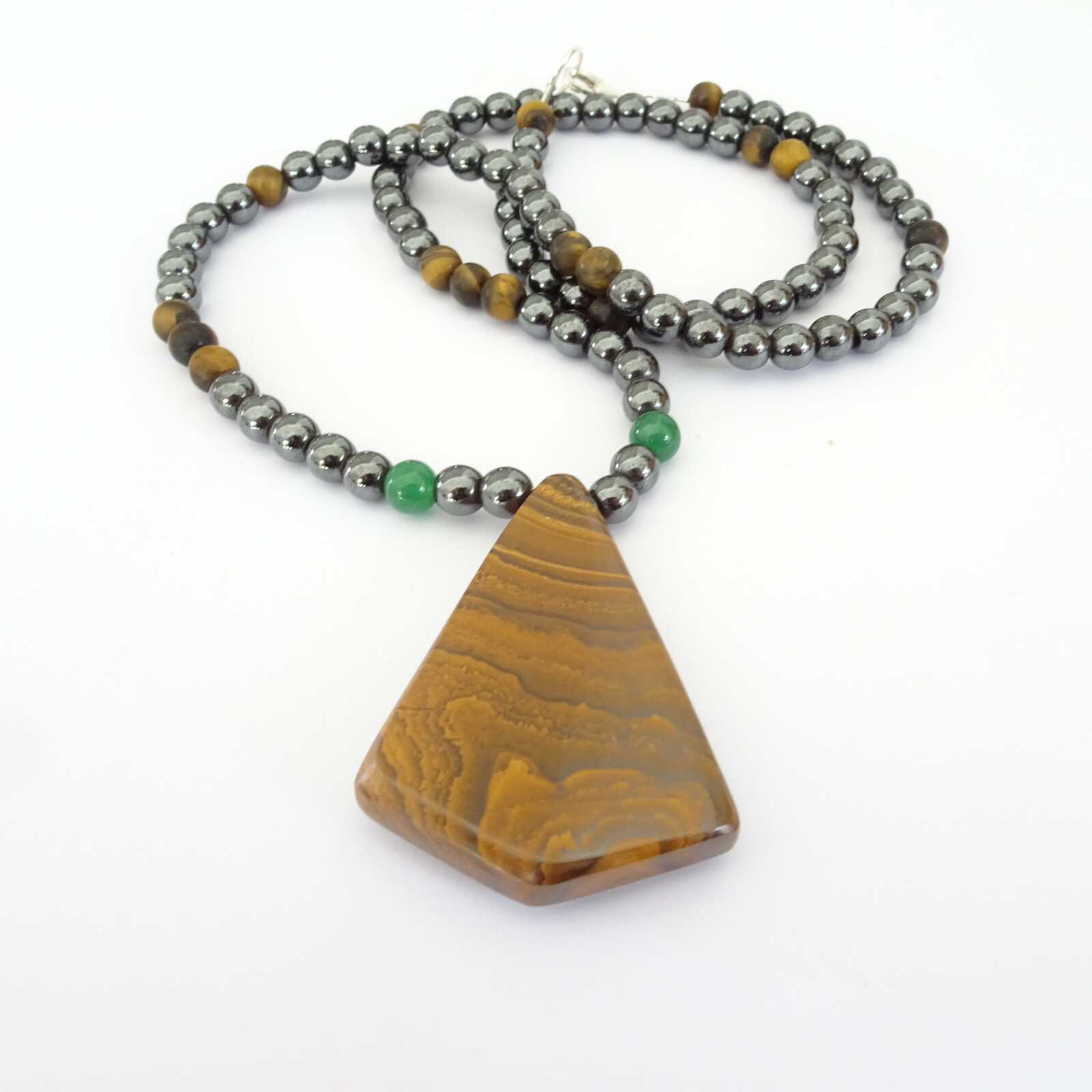 AUSTRALIAN BOULDER OPAL Beded Gemstone Necklace Hematite, Tiger Eye Unisex