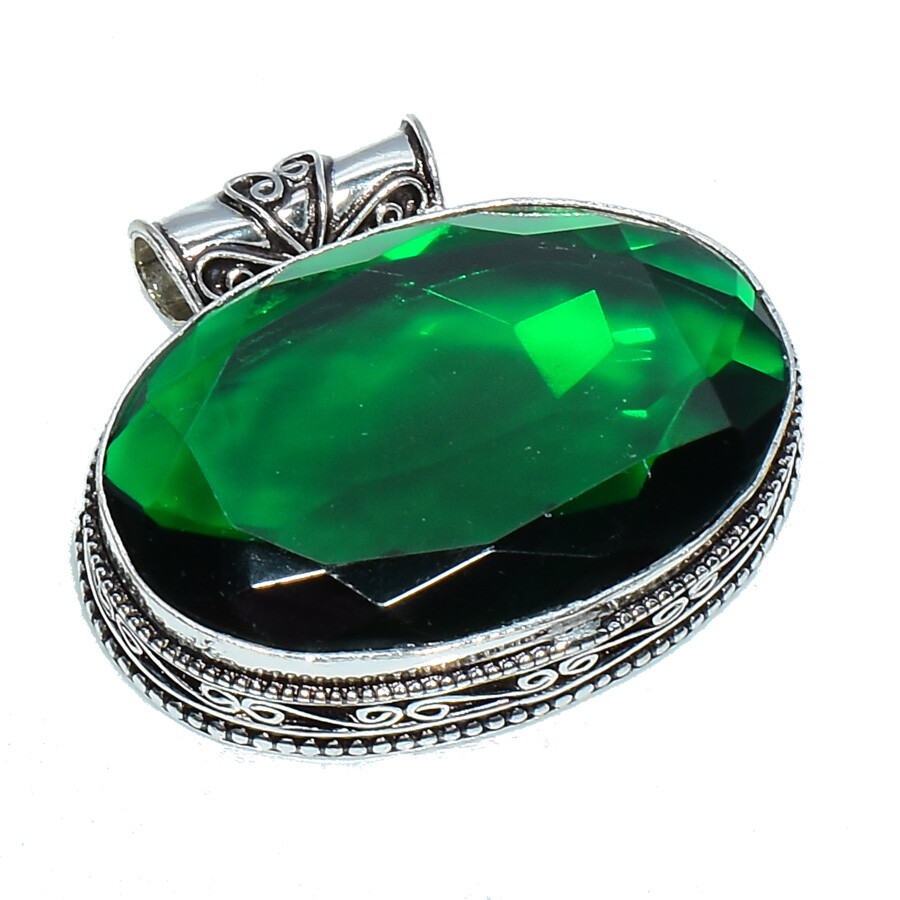 Chrome Diopside Gemstone Handmade 925 Sterling Silver Jewelry Pendant Sz 2.25″