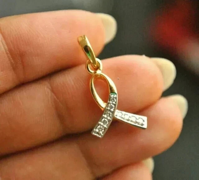 1.20Ct Round Cut Real Moissanite Unique Fancy Pendant 14k Yellow Gold Plated