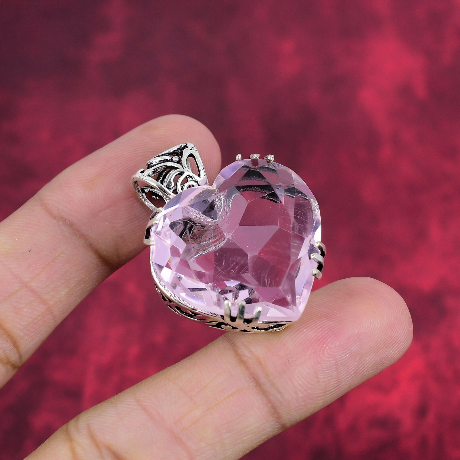 Amazing Pink Kunzite Gemstone Handmade 925 Sterling Silver Pendant Jewelry