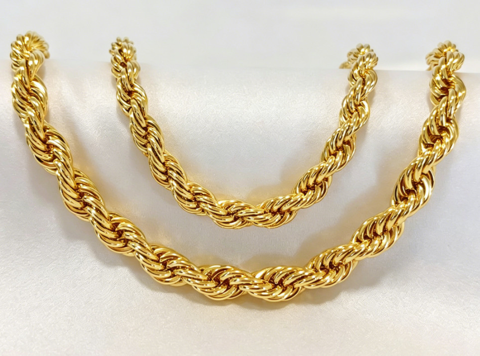 Real 14K SOLID Yellow Gold Rope Chain 1.5-9mm 20-26Inches necklace Lobster Lock