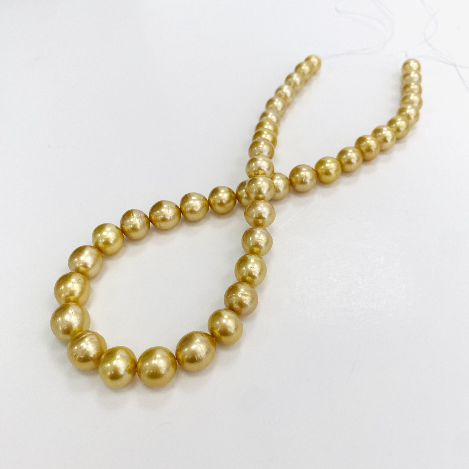 Golden South Sea Pearl Necklace Loose Strand 8-11mm Ovals Medium Gold Hi Luster