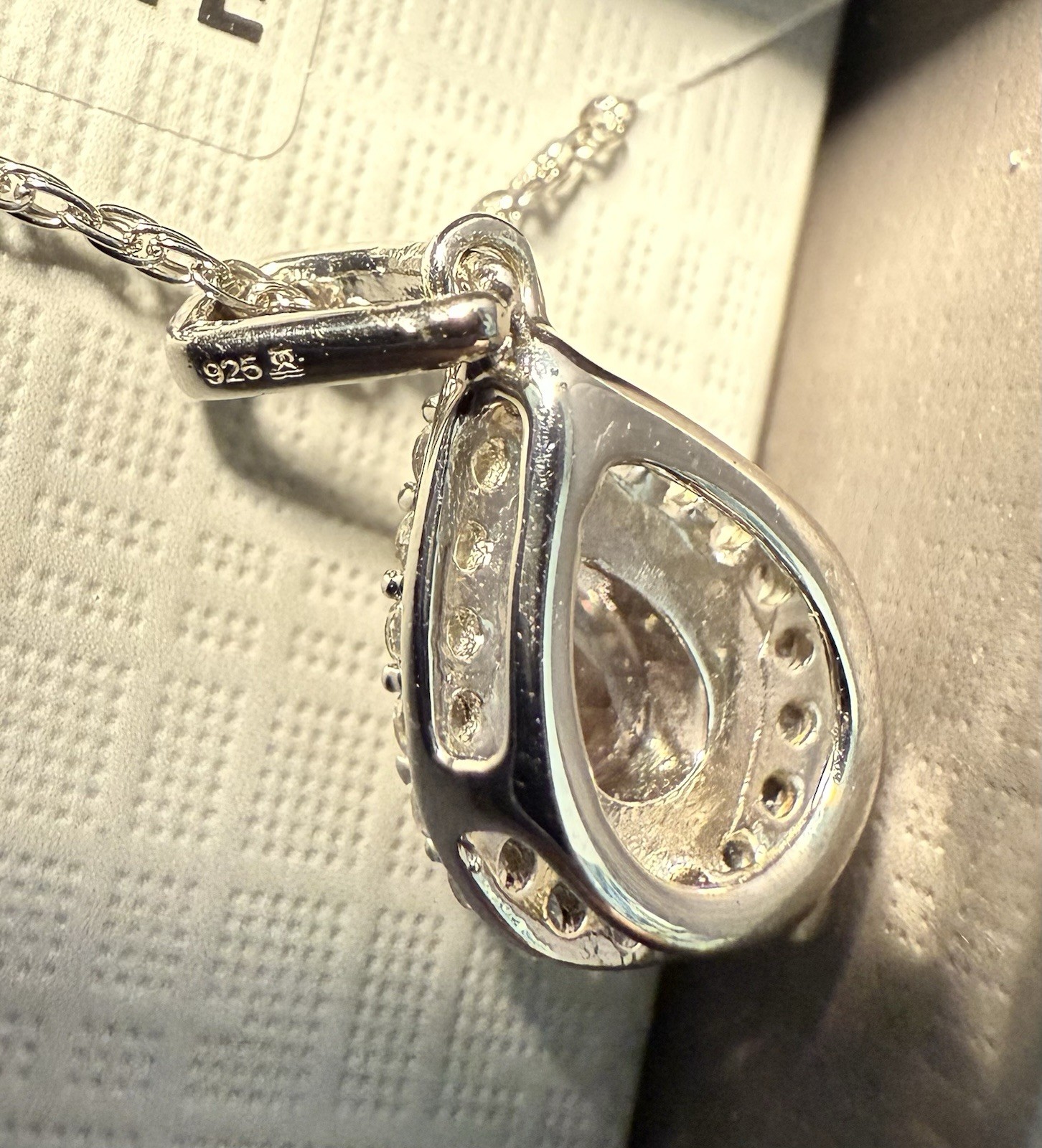 Sterling Silver Genuine Morganite And White Sapphire Pendant On 18” Necklace
