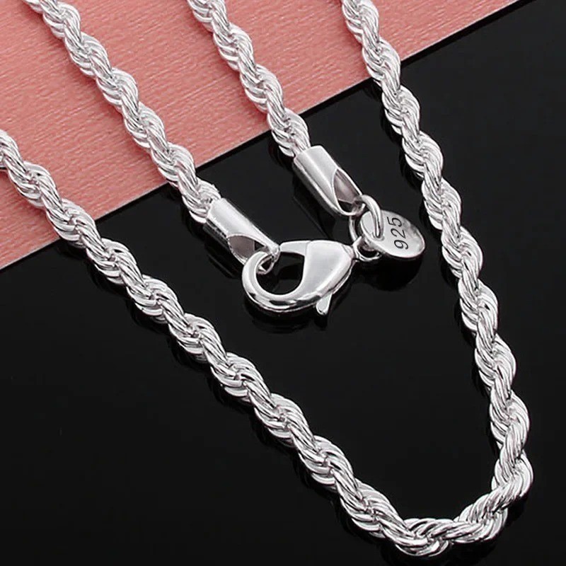 925 Sterling Silver Italian Rope Chain Men’s Necklace 4mm – NEW**
