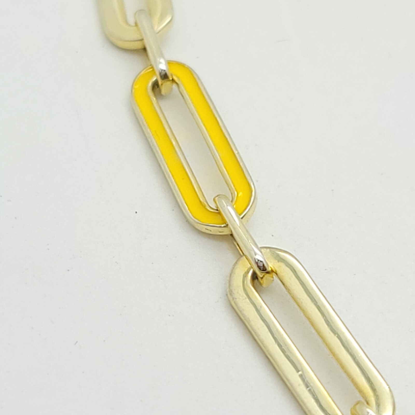 Adinas Jewels Sterling Silver Gold Tone Pastel Yellow Enamel Paper Clip Necklace