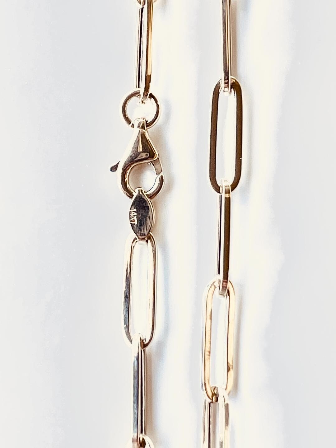 14K Solid Yellow Gold PaperClip Chain Width: 3 mm Length 18 inches (45 cm) 1
