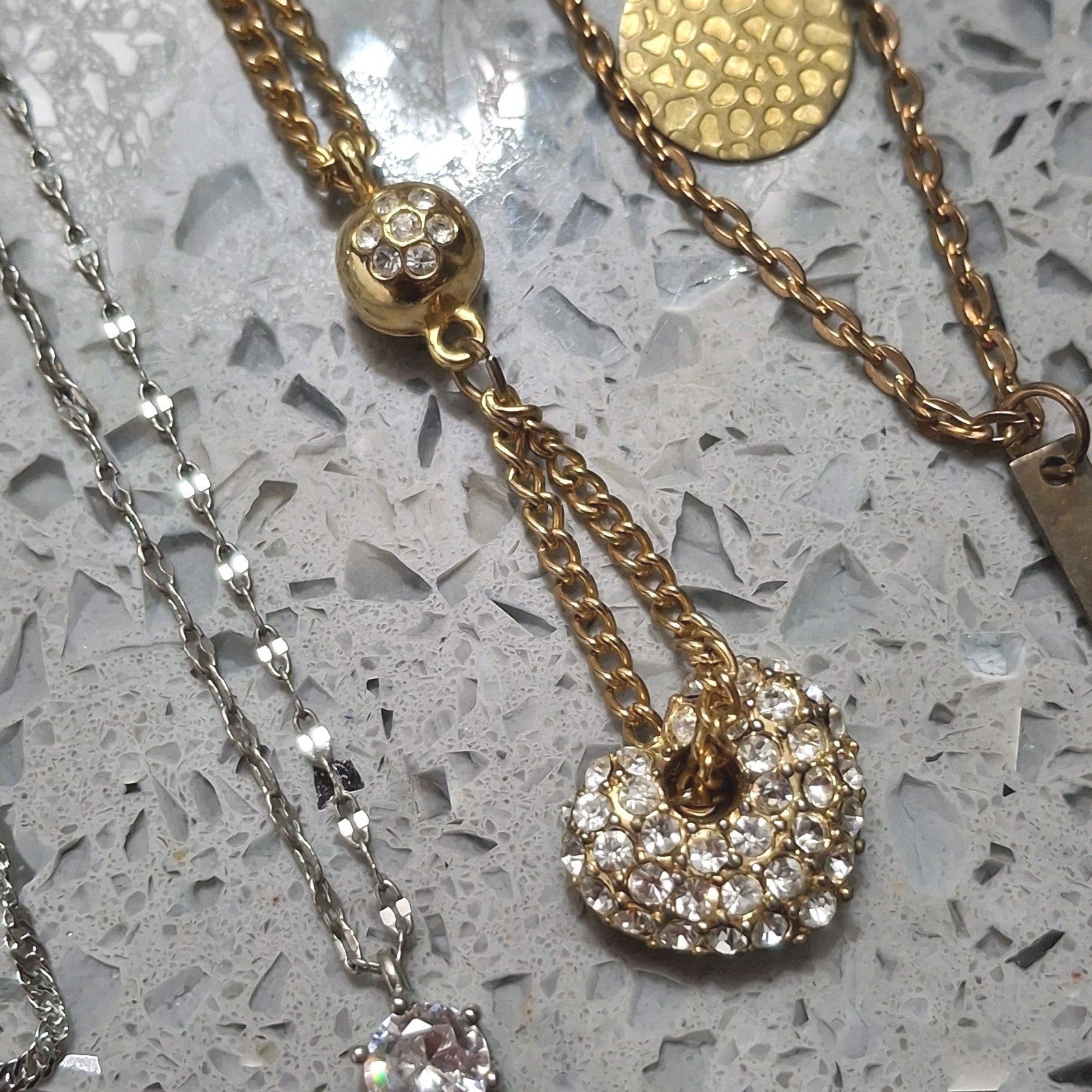 Lot Vintage Y2K Necklaces .925 Sterling Silver Crystals 16-20″ Adjusts Layered 4