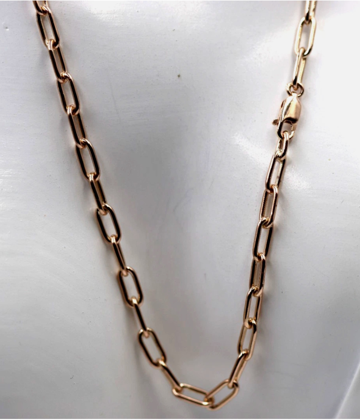 Genuine Solid 9ct 9k 375 Rose Gold Handmade Paper Clip Paperclip 45cm Necklace