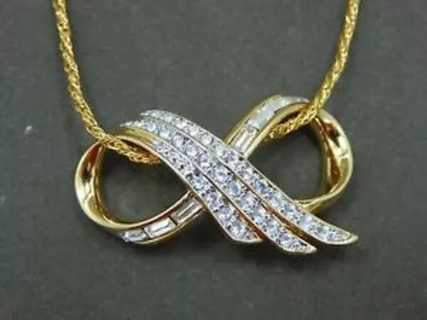2.00Ct Round Cut VVS1 Diamond Infinity Pendant 14K Yellow Gold Finish