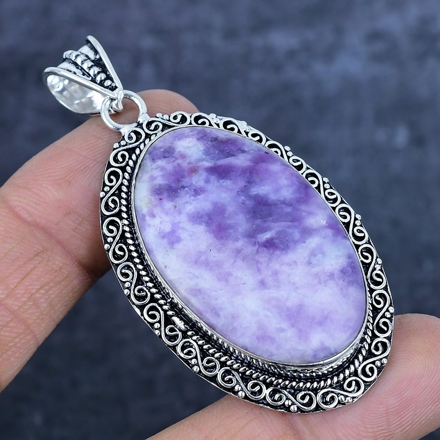 Lepidolite Gemstone 925 Sterling Silver Jewelry Pendant 2.68″ X-Mas Gift h611