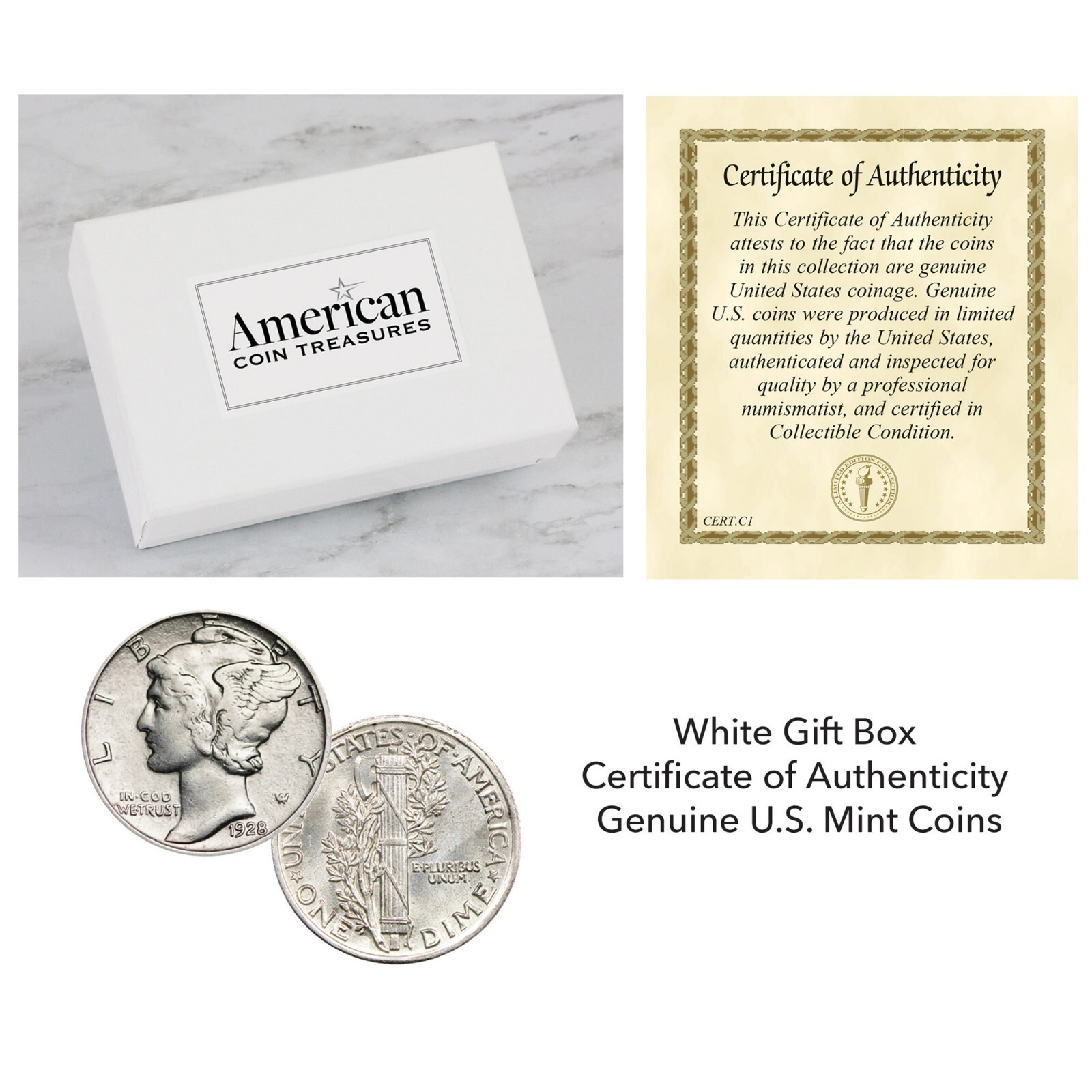 Silver Mercury Dime Silvertone Pendant with 18″ Chain