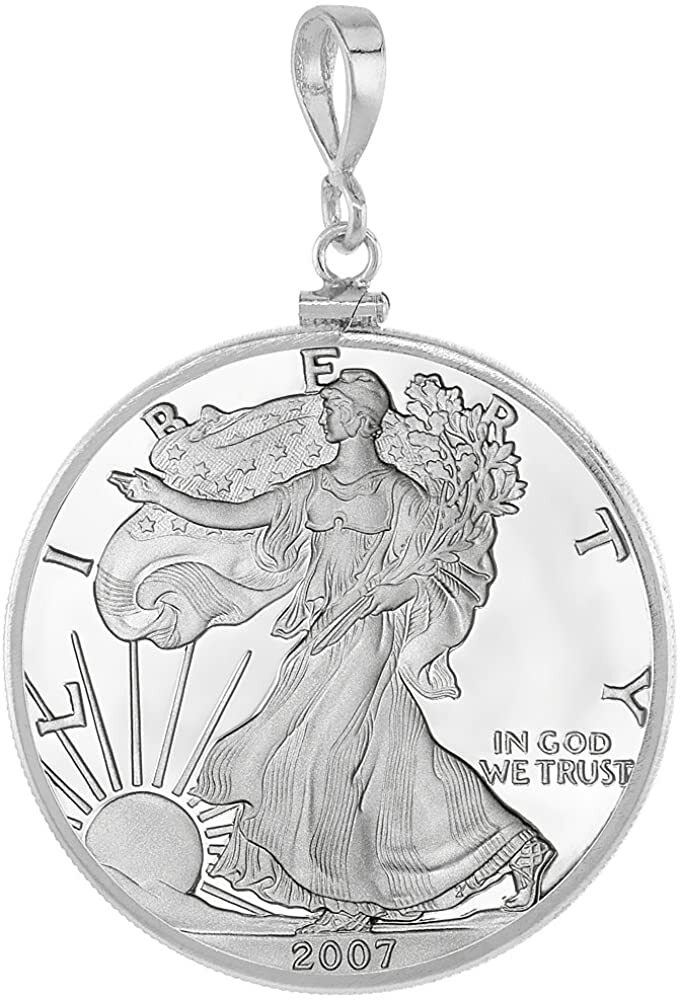 925 Solid Sterling Silver SILVER EAGLE Bezel 40.7 mm Screw Top Coin Edge One OZ