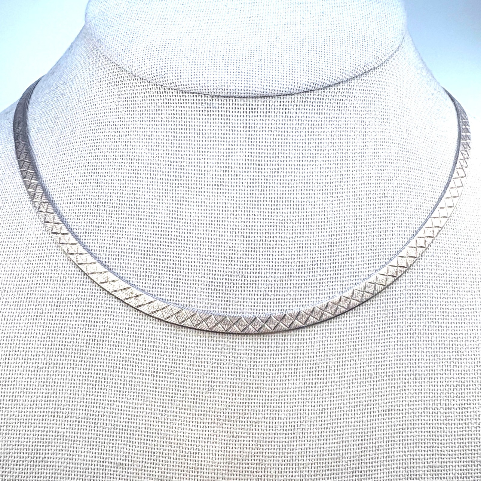 Engraved Herringbone Chain Necklace Sterling Silver 925 Size 18.25″ Length