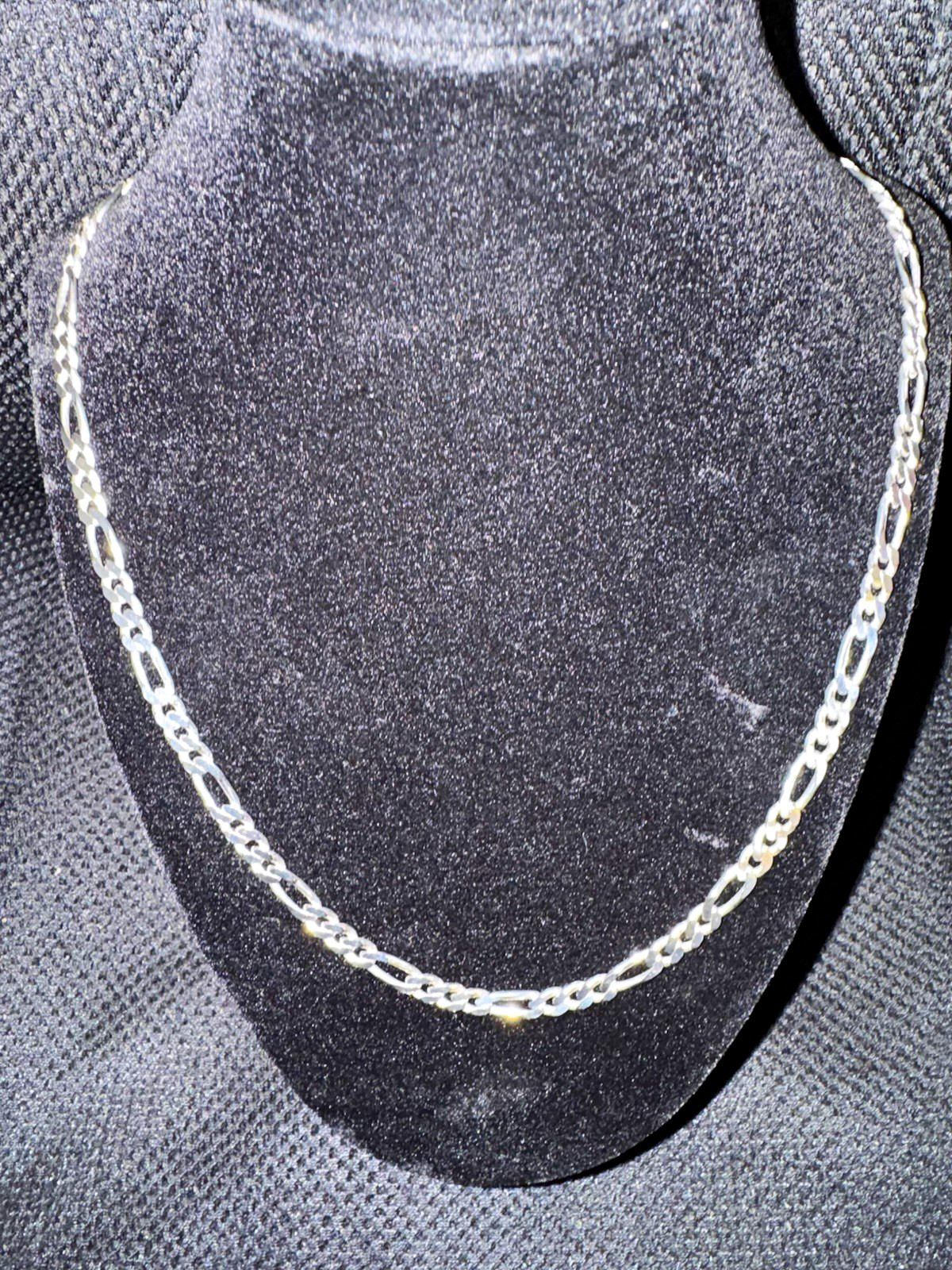 Sterling Silver 925 Figaro Chain Necklace 20 in with Lobster Closure
