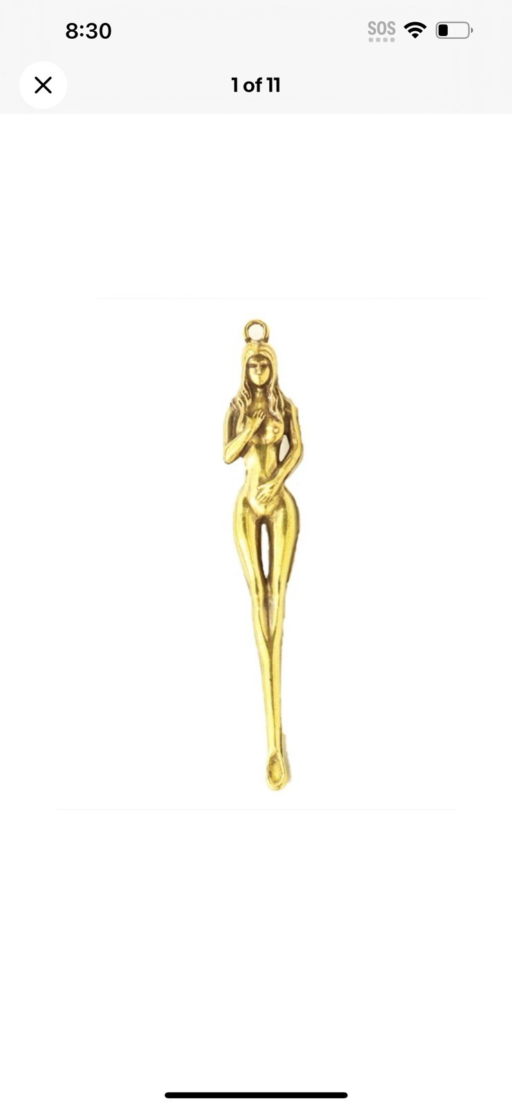 Vintage 1970’s Gold Metal Figural Nude Woman Mini Head Spoon Unique 3” Keychain