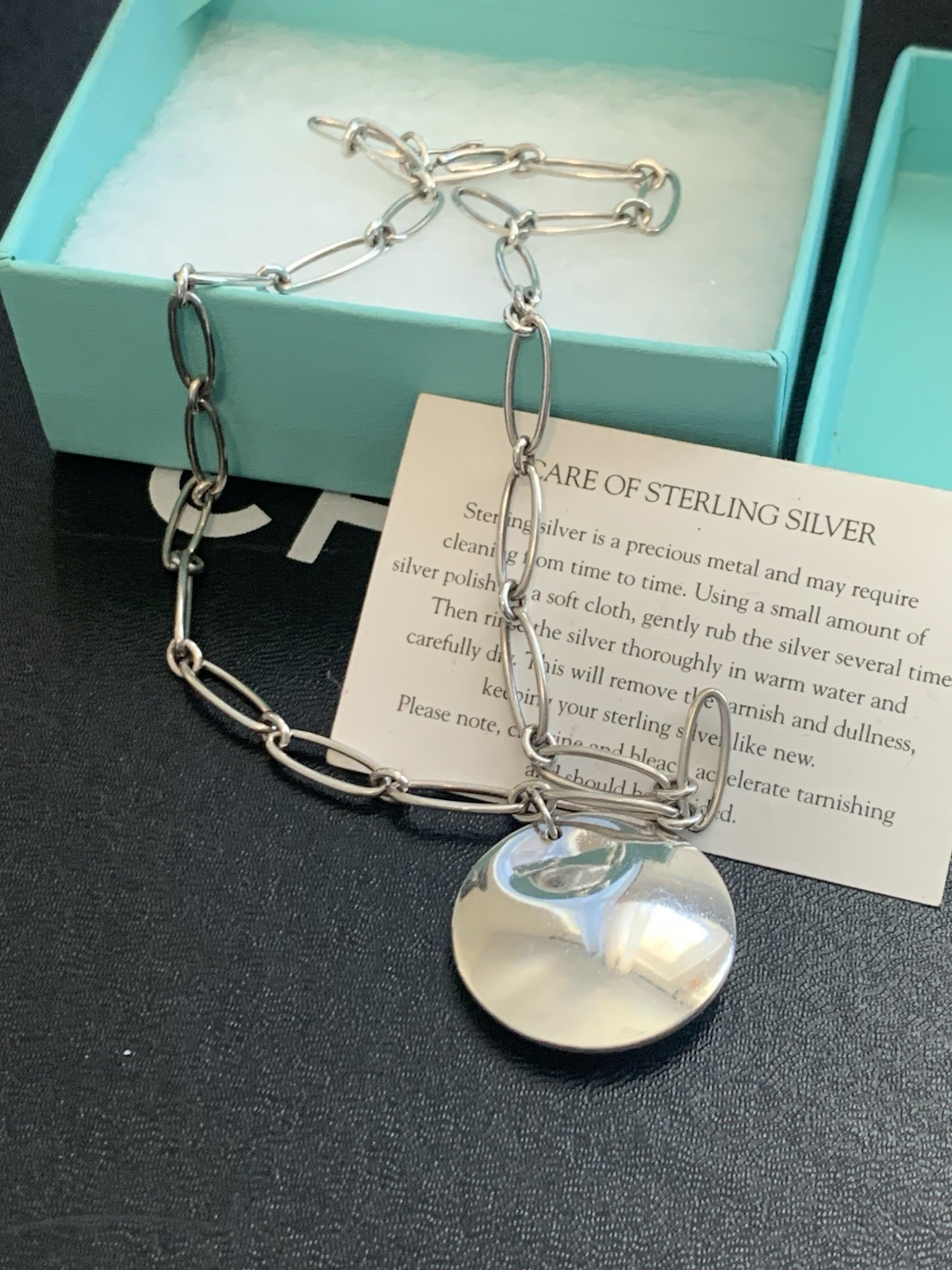 Authentic Tiffany & Co Elsa Peretti Necklace, Large Disc Pendant
