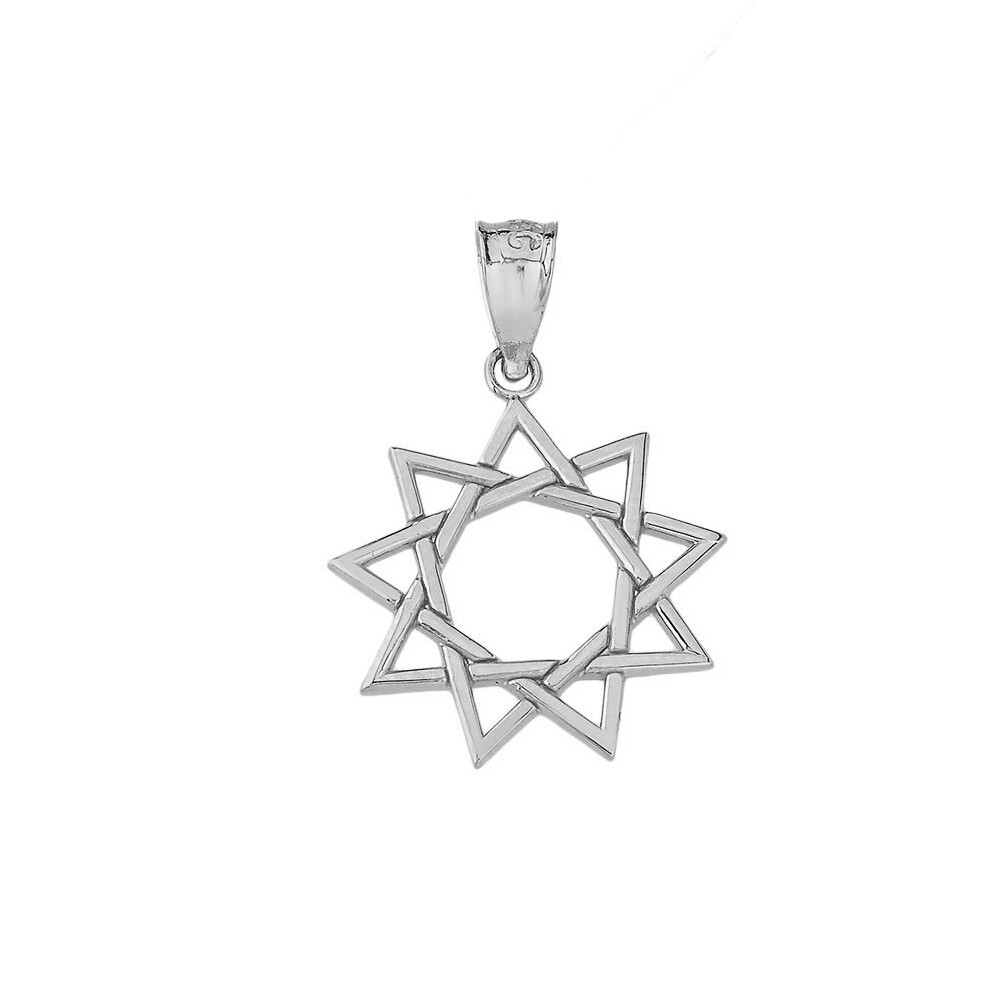 Gold 9 Point Baha’i Star Faith Pendant Necklace
