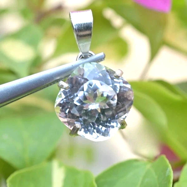 Natural Cushion Cut 26.85 Ct White Sapphire 925 Solid Silver Pendant Gemstone